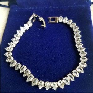 Swarovski Elements White Gold Plated Teardrop Tennis Bracelet NEW
